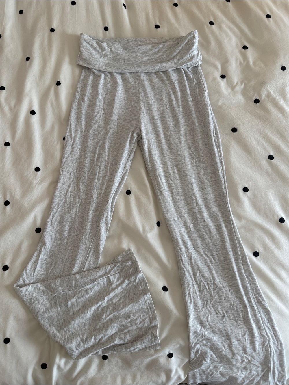 Light Gray Fold-Over Waist Lounge Pants - Women